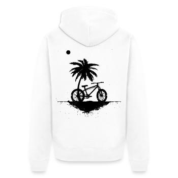 Mountainbiking Skizze - Unisex Premium Bio Zip Hoodie - Weiß - Hinten - Thijin (182cm)
