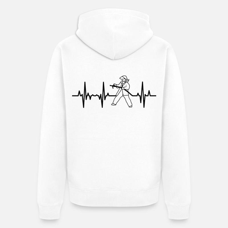 Palpitations cardiaques des pompiers - Veste à capuche bio Premium Unisexe - blanc