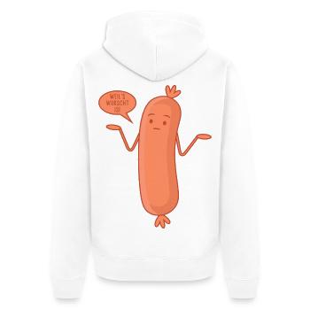 Wurst Bockwurst - Weil's wurscht is - Unisex Premium Bio Zip Hoodie - Weiß - Hinten - Thijin (182cm)