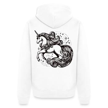 Einhorn Magischer Einhorntraum - Unisex Premium Bio Zip Hoodie - Weiß - Hinten - Thijin (182cm)