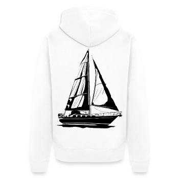 Segelboot Skizze - Unisex Premium Bio Zip Hoodie - Weiß - Hinten - Thijin (182cm)