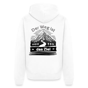 Der Weg ist das Ziel Wandern Berge - Unisex Premium Bio Zip Hoodie - Weiß - Hinten - Thijin (182cm)