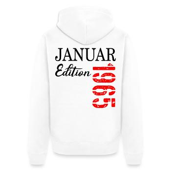 62. Geburtstag Januar 1965 - Unisex Premium Bio Zip Hoodie - Weiß - Hinten - Thijin (182cm)