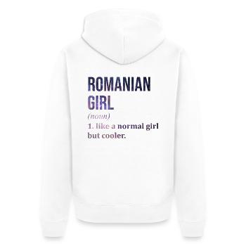 Romania - Unisex Premium Organic Zip Hoodie - white - Back - Thijin (182cm)