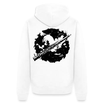 Flöte Skizze - Unisex Premium Bio Zip Hoodie - Weiß - Hinten - Thijin (182cm)