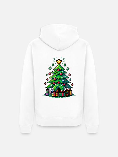 Gamer Pixel Xmas Tree – Retro Christmas Vibes! - Unisex Premium Bio Zip Hoodie - Weiß