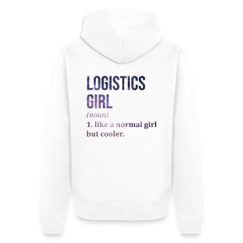Logistik - Unisex Premium Bio Zip Hoodie - Weiß - Hinten - Thijin (182cm)