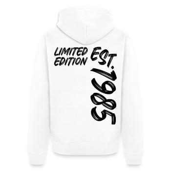Limited Edition Est. 1985 - Unisex Premium Bio Zip Hoodie - Weiß - Hinten - Thijin (182cm)