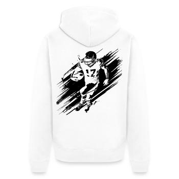 Footballspieler Graffiti - Unisex Premium Bio Zip Hoodie - Weiß - Hinten - Thijin (182cm)