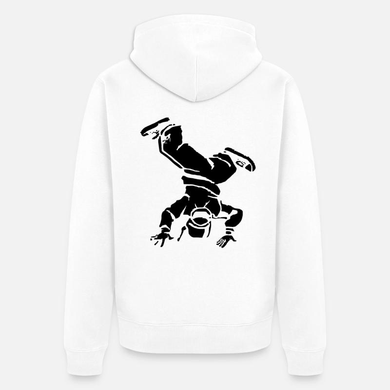 Dessin de breakdancer - Veste à capuche bio Premium Unisexe - blanc