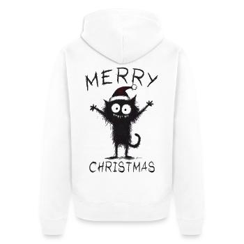 Chats avec chapeau de Noël Cadeau de Noël - Veste à capuche bio Premium Unisexe - blanc - Dos - Thijin (182cm)