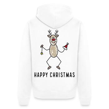happy christmas - Unisex Premium Bio Zip Hoodie - Weiß - Hinten - Thijin (182cm)