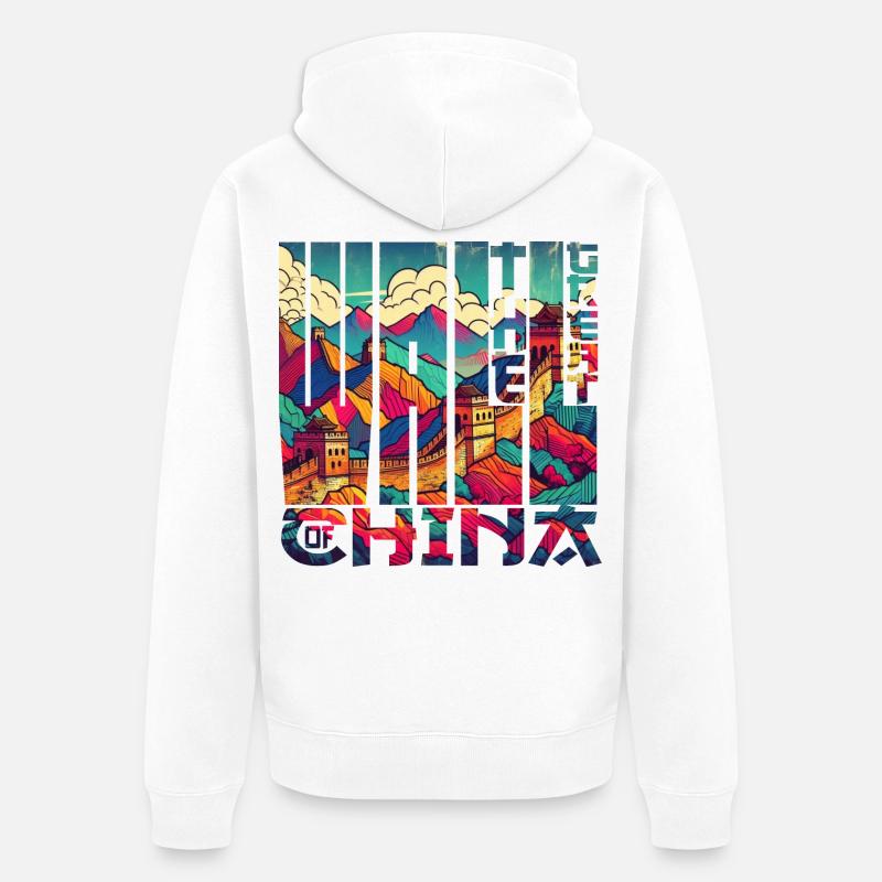 La grande Muraille de Chine - Veste à capuche bio Premium Unisexe - blanc