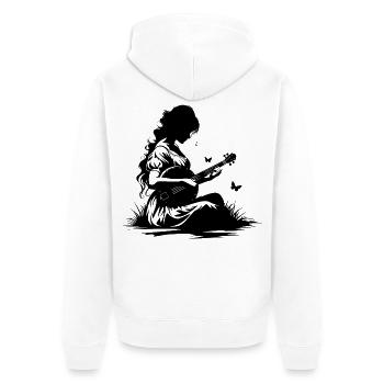 Banjo Girl Drawing - Unisex Premium Organic Zip Hoodie - white - Back - Thijin (182cm)