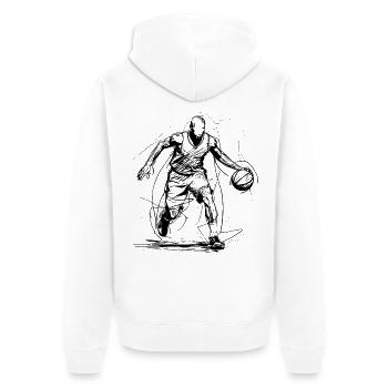Basketball Player Line Art - Unisex Premium Organic Zip Hoodie - white - Back - Thijin (182cm)