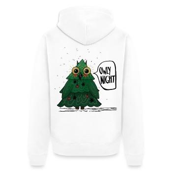 Owly Christmas Night Christmas Tree Owl - Unisex Premium Organic Zip Hoodie - white - Back - Thijin (182cm)