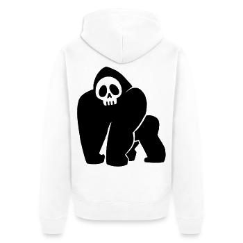 Schwarzer Gorilla Schädel - Unisex Premium Bio Zip Hoodie - Weiß - Hinten - Thijin (182cm)