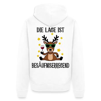 Funny Reindeer - Unisex Premium Organic Zip Hoodie - white - Back - Thijin (182cm)
