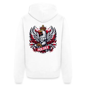 Pologne Polska aigle emblème drapeau drapeau cadeau - Veste à capuche bio Premium Unisexe - blanc - Dos - Thijin (182cm)