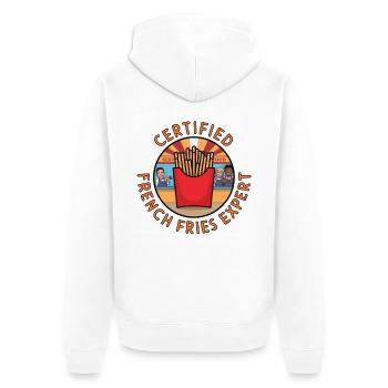 Zertifizierter Pommes Frites Experte Fastfood Fan - Unisex Premium Bio Zip Hoodie - Weiß - Hinten - Thijin (182cm)