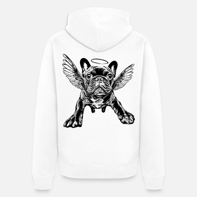 Bouledogue français avec ailes Bouledogue français - Veste à capuche bio Premium Unisexe - blanc
