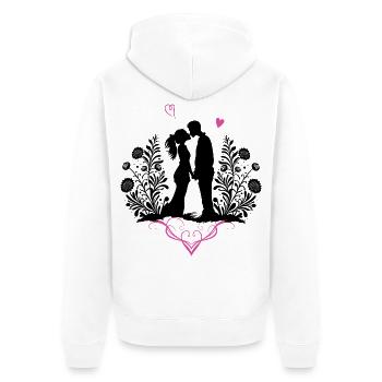 Küssendes Liebespaar Valentinstag Liebe - Unisex Premium Bio Zip Hoodie - Weiß - Hinten - Thijin (182cm)