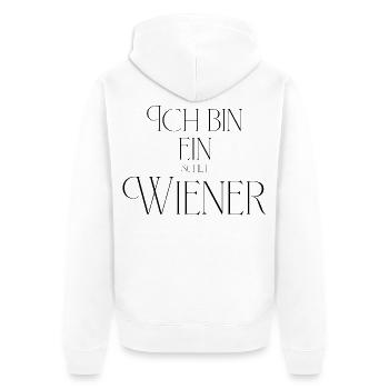 Ich bin ein (Schla) Wiener - Unisex Premium Bio Zip Hoodie - Weiß - Hinten - Thijin (182cm)