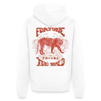 LA FORTUNE SOURIT AUX AUDACIEUX - Veste à capuche bio Premium Unisexe - blanc - Dos - Thijin (182cm)