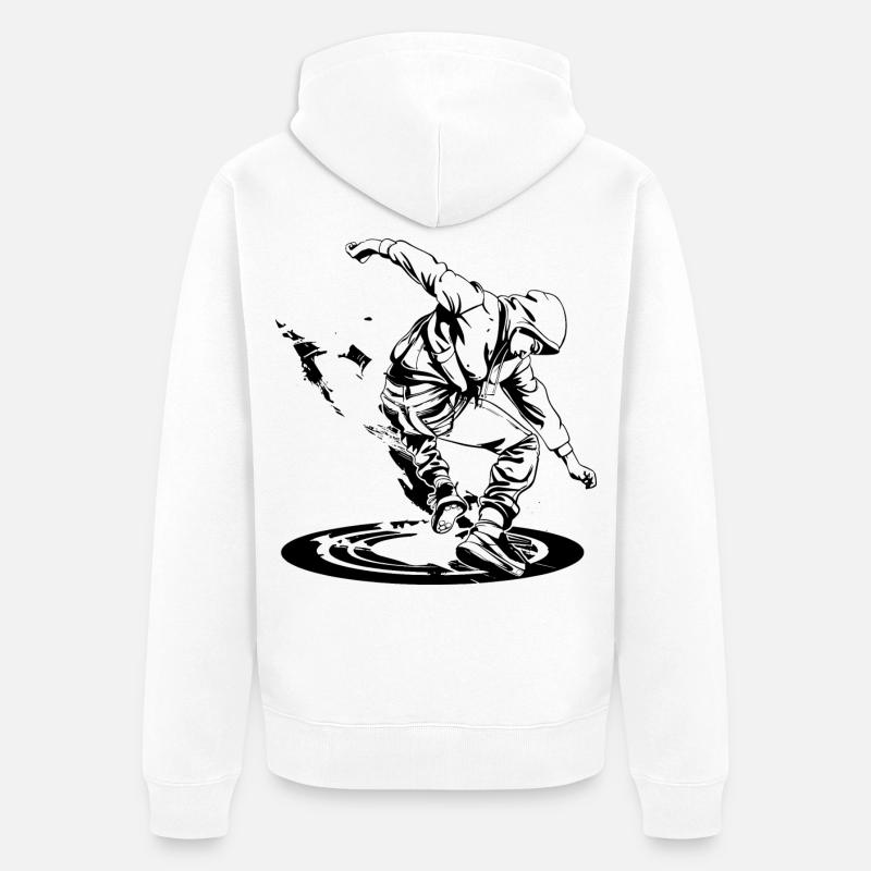 Dessin de breakdancer - Veste à capuche bio Premium Unisexe - blanc
