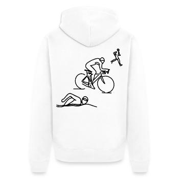 Triathlet Skizze - Unisex Premium Bio Zip Hoodie - Weiß - Hinten - Thijin (182cm)