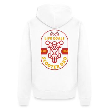 Scooter Dad – Life Goals Retro Roller - Unisex Premium Bio Zip Hoodie - Weiß - Hinten - Thijin (182cm)