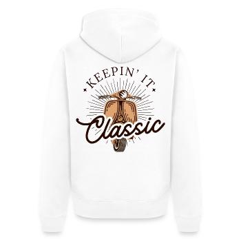 Keepin' It Classic – Vintage Scooter Look - Unisex Premium Organic Zip Hoodie - white - Back - Thijin (182cm)