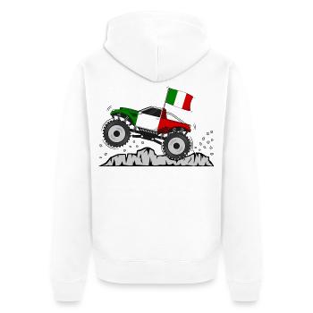 Italien Flagge Monstertruck  - Unisex Premium Bio Zip Hoodie - Weiß - Hinten - Thijin (182cm)