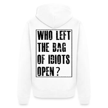 who left the bag - Unisex Premium Bio Zip Hoodie - Weiß - Hinten - Thijin (182cm)