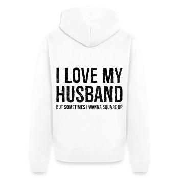 Chemise cadeau drôle maman femme j'aime mon mari - Veste à capuche bio Premium Unisexe - blanc - Dos - Thijin (182cm)