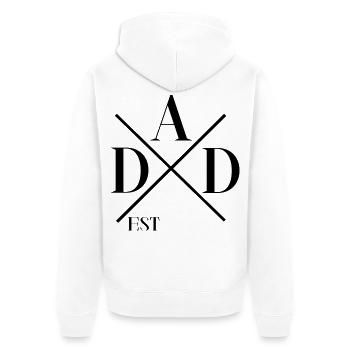 Personalisiertes EST-Vater-Sohn Shirt - Unisex Premium Bio Zip Hoodie - Weiß - Hinten - Thijin (182cm)