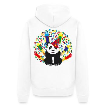 Geburtstags Panda mit Konfetti und Raketen. - Unisex Premium Bio Zip Hoodie - Weiß - Hinten - Thijin (182cm)