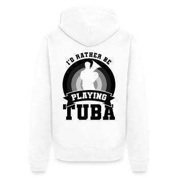 Joueur de tuba avec humour - Veste à capuche bio Premium Unisexe - blanc - Dos - Thijin (182cm)