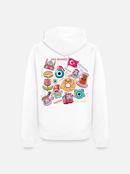 Türkei Kawaii - Niedliches und kulturelles Design - Unisex Premium Bio Zip Hoodie - Weiß