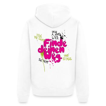 Finde deinen weg - Unisex Premium Bio Zip Hoodie - Weiß - Hinten - Thijin (182cm)