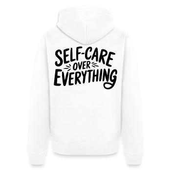 Self Care Over Everything - Unisex Premium Organic Zip Hoodie - white - Back - Thijin (182cm)