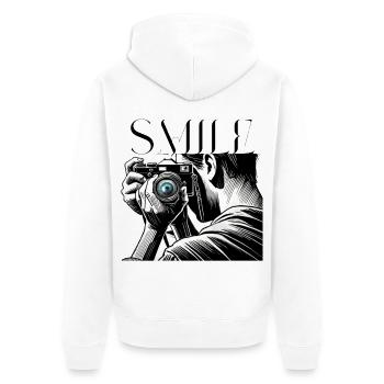 Camera Focus-Please Smile Design for Photographers - Unisex Premium Organic Zip Hoodie - white - Back - Thijin (182cm)