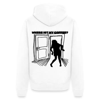 Kaffee-Liebhaber – Der Retter für Morgenmuffel - Unisex Premium Bio Zip Hoodie - Weiß - Hinten - Thijin (182cm)