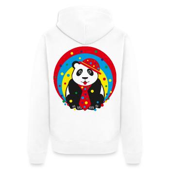 Fasching Panda mit Hut und Krawatte. - Unisex Premium Bio Zip Hoodie - Weiß - Hinten - Thijin (182cm)