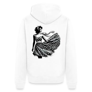 Rockabilly Frau Sommerkleid Kleid Wind Geschenk - Unisex Premium Bio Zip Hoodie - Weiß - Hinten - Thijin (182cm)
