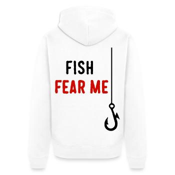 Fish Fear Me - Unisex Premium Organic Zip Hoodie - white - Back - Thijin (182cm)