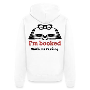 I’m Booked – Catch Me Reading - Unisex Premium Bio Zip Hoodie - Weiß - Hinten - Thijin (182cm)
