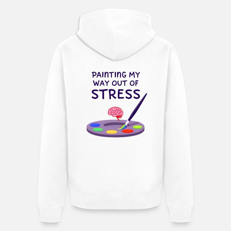 Peindre pour sortir du stress - Veste à capuche bio Premium Unisexe - blanc