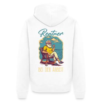 Rentner bei der Arbeit - Ruhestand am Strand - Unisex Premium Bio Zip Hoodie - Weiß - Hinten - Thijin (182cm)