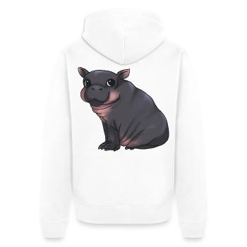 Mignon bébé hippopotame - Alarme de câlin ! - Veste à capuche bio Premium Unisexe - blanc - Dos - Thijin (182cm)